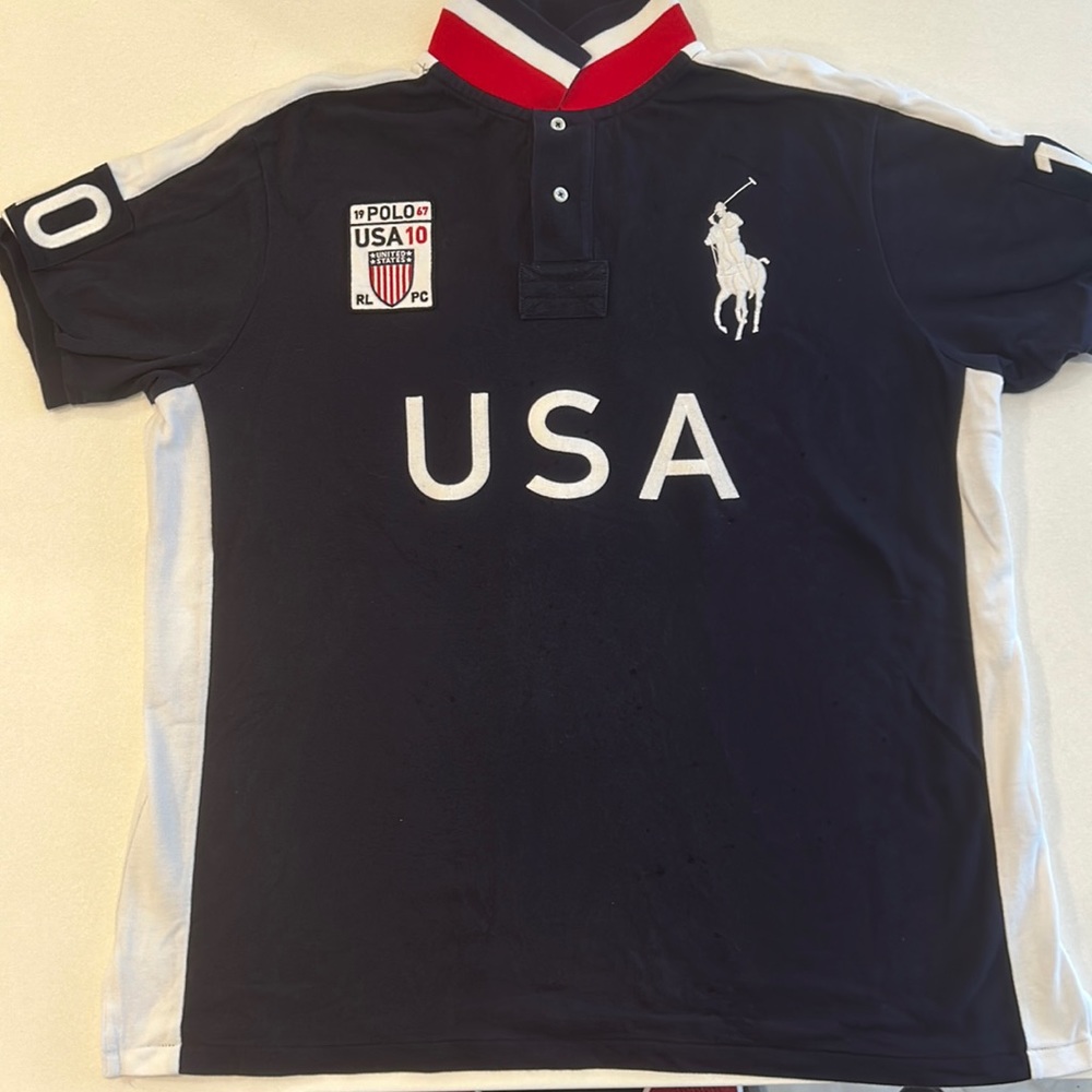 Polo Ralph Lauren tribute to the USA, red, white and blue short sleeve polo